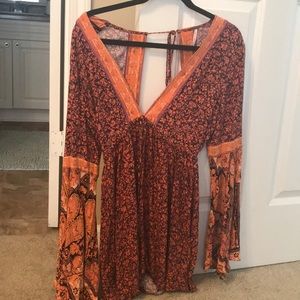 Free people floral bell sleeve romper